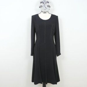 J' story Black Tan Stitching Detail Size 8 Dress